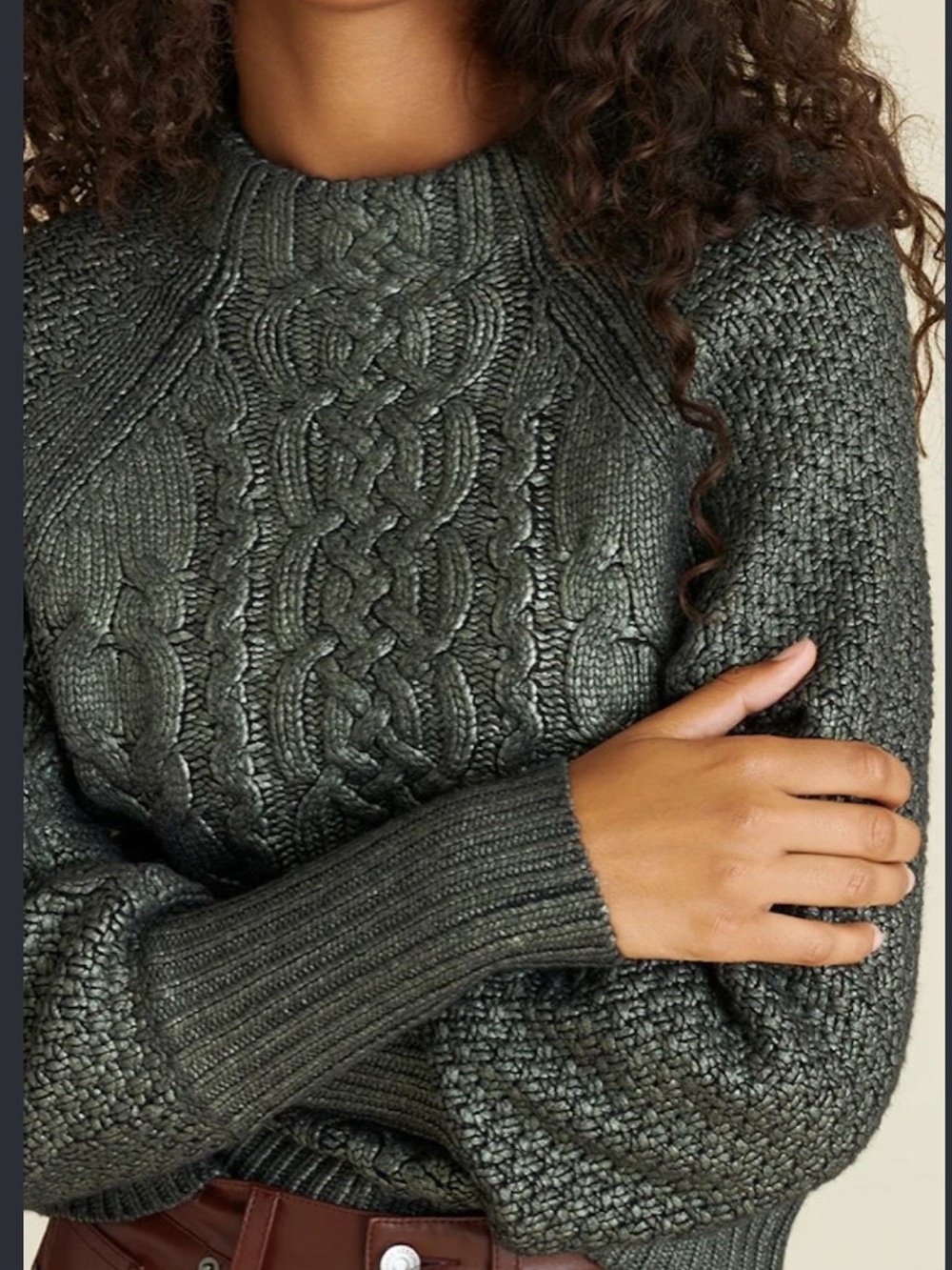 NWT Veronica Beard Gunmetal Cable Sweater